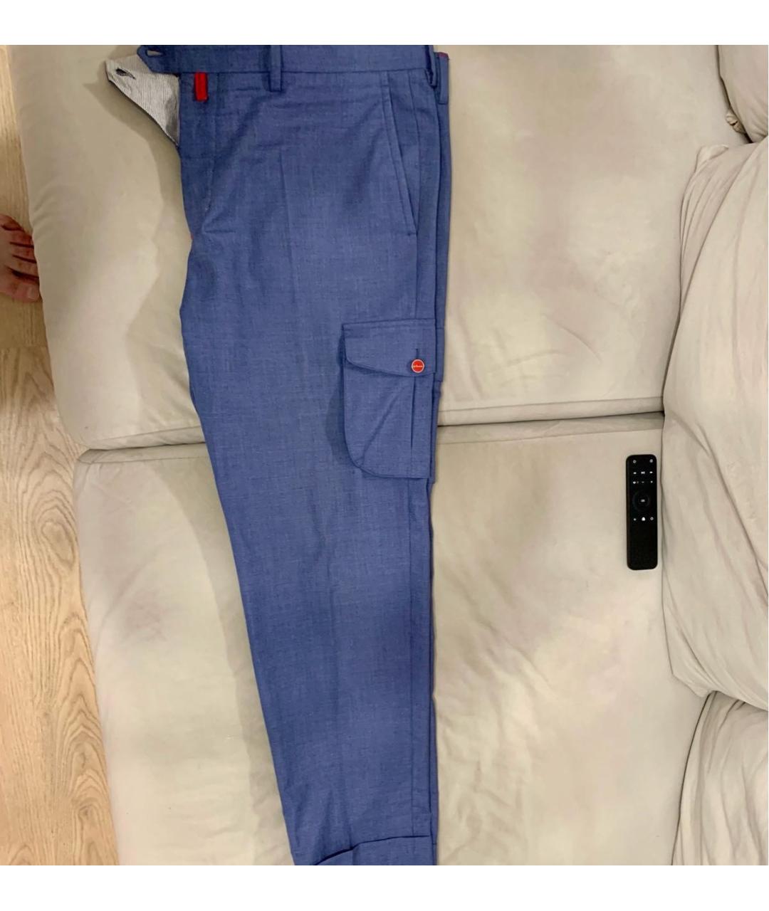 KITON Синие кашемировые повседневные брюки, фото 3