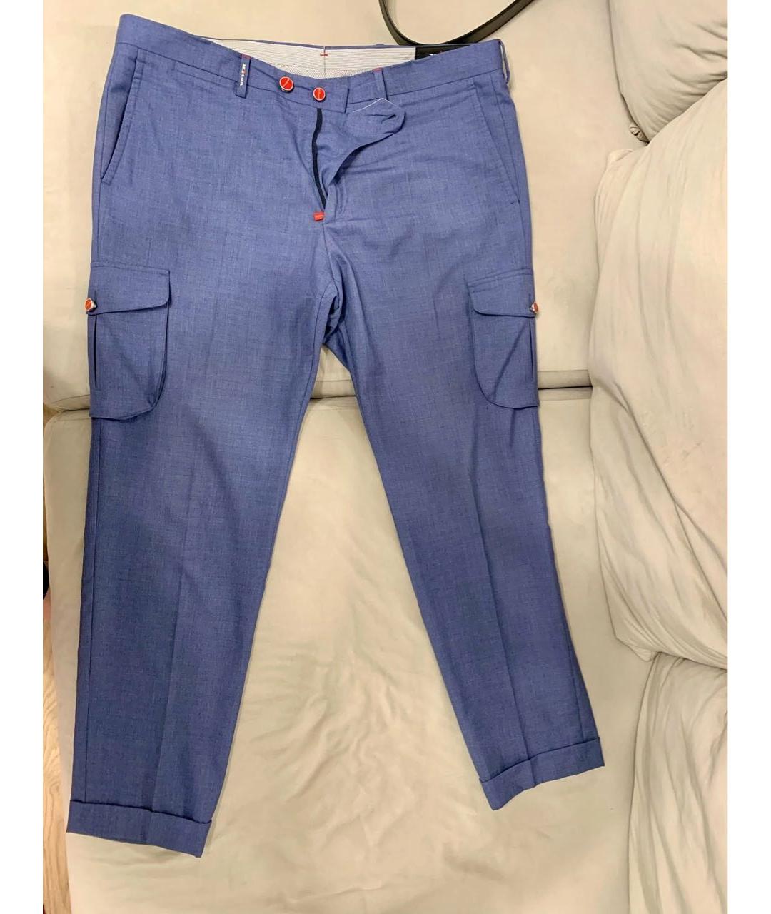 KITON Синие кашемировые повседневные брюки, фото 4