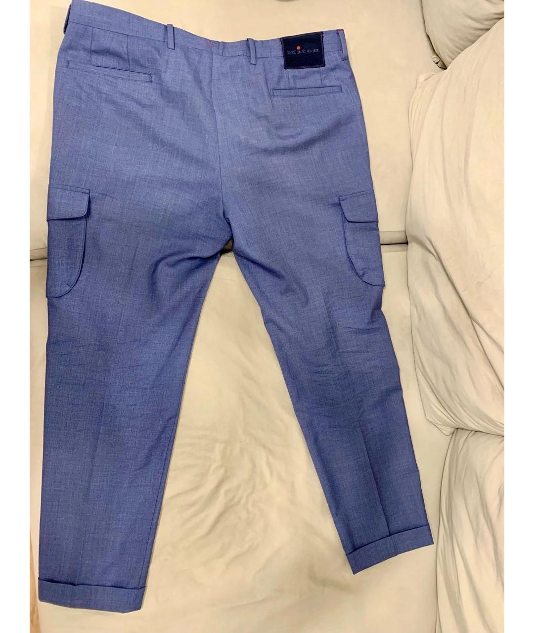 KITON Синие кашемировые повседневные брюки, фото 5