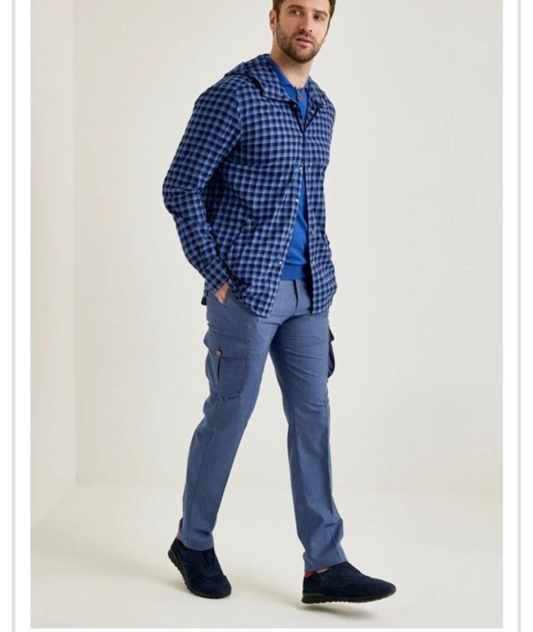 KITON Синие кашемировые повседневные брюки, фото 2
