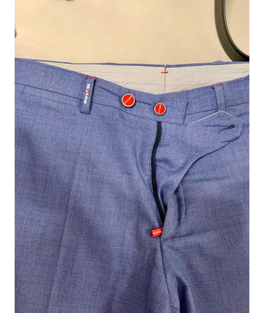 KITON Синие кашемировые повседневные брюки, фото 6
