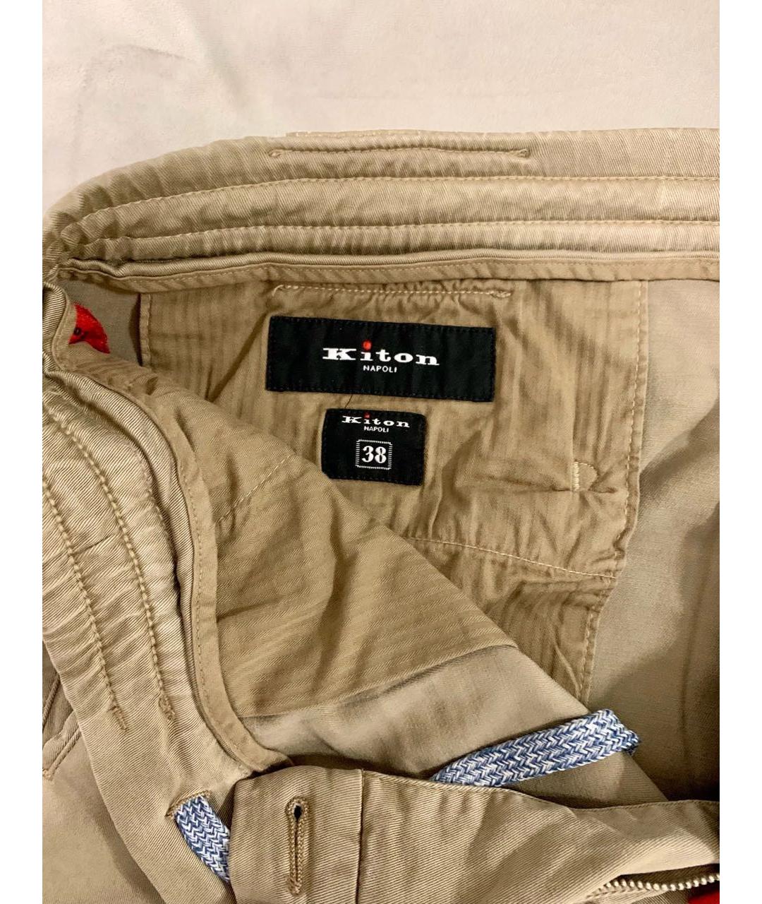 KITON Коричневые хлопко-эластановые повседневные брюки, фото 3