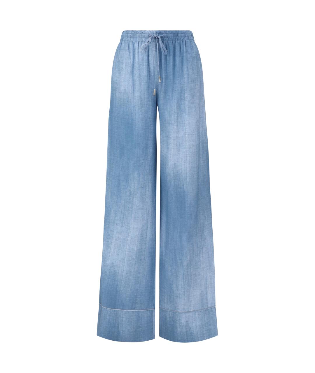 ERMANNO SCERVINO Голубые вискозные брюки широкие, фото 1