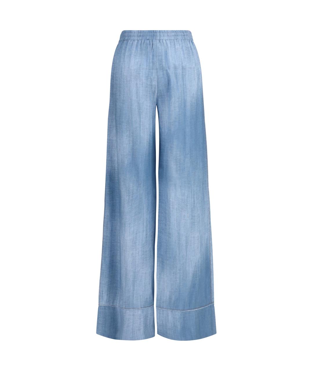 ERMANNO SCERVINO Голубые вискозные брюки широкие, фото 2