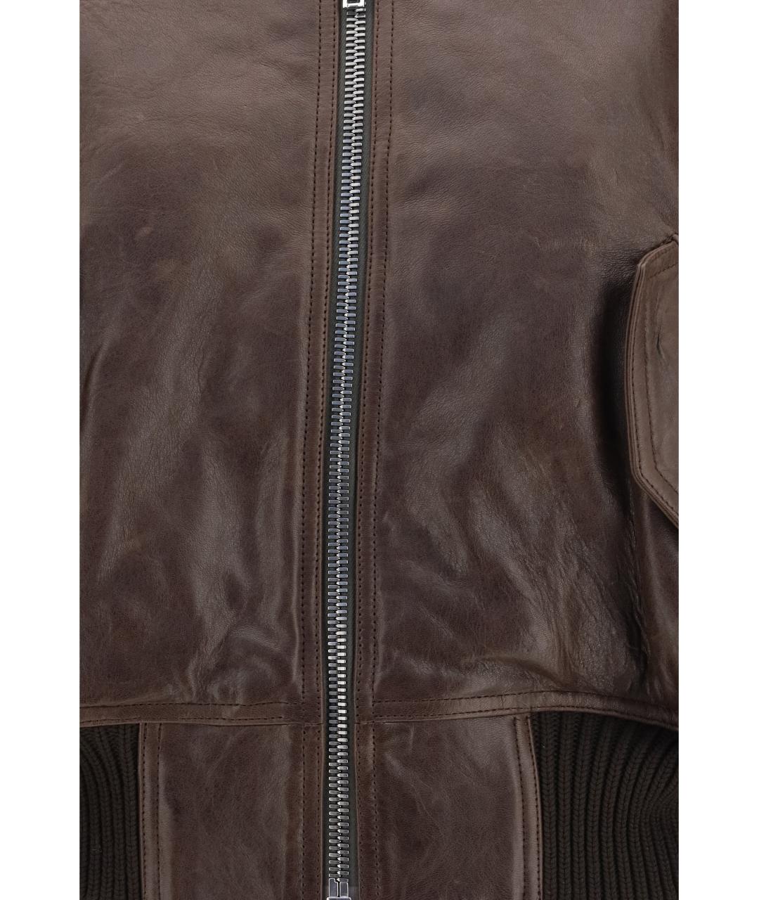 RICK OWENS Коричневая кожаная куртка, фото 3