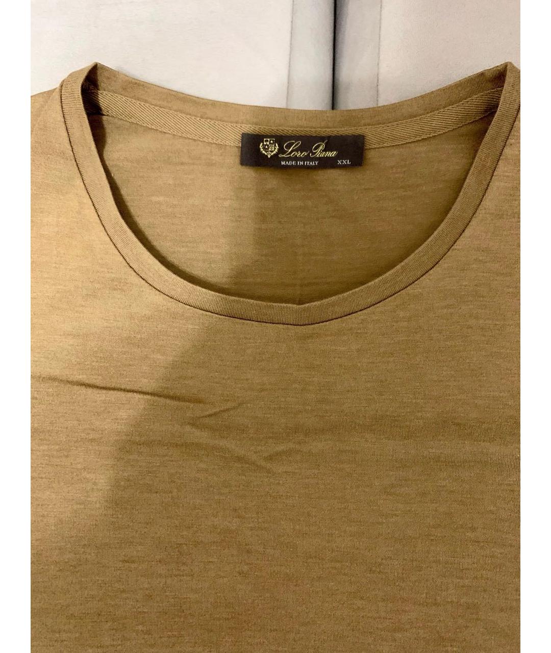 LORO PIANA Коричневая хлопковая футболка, фото 2