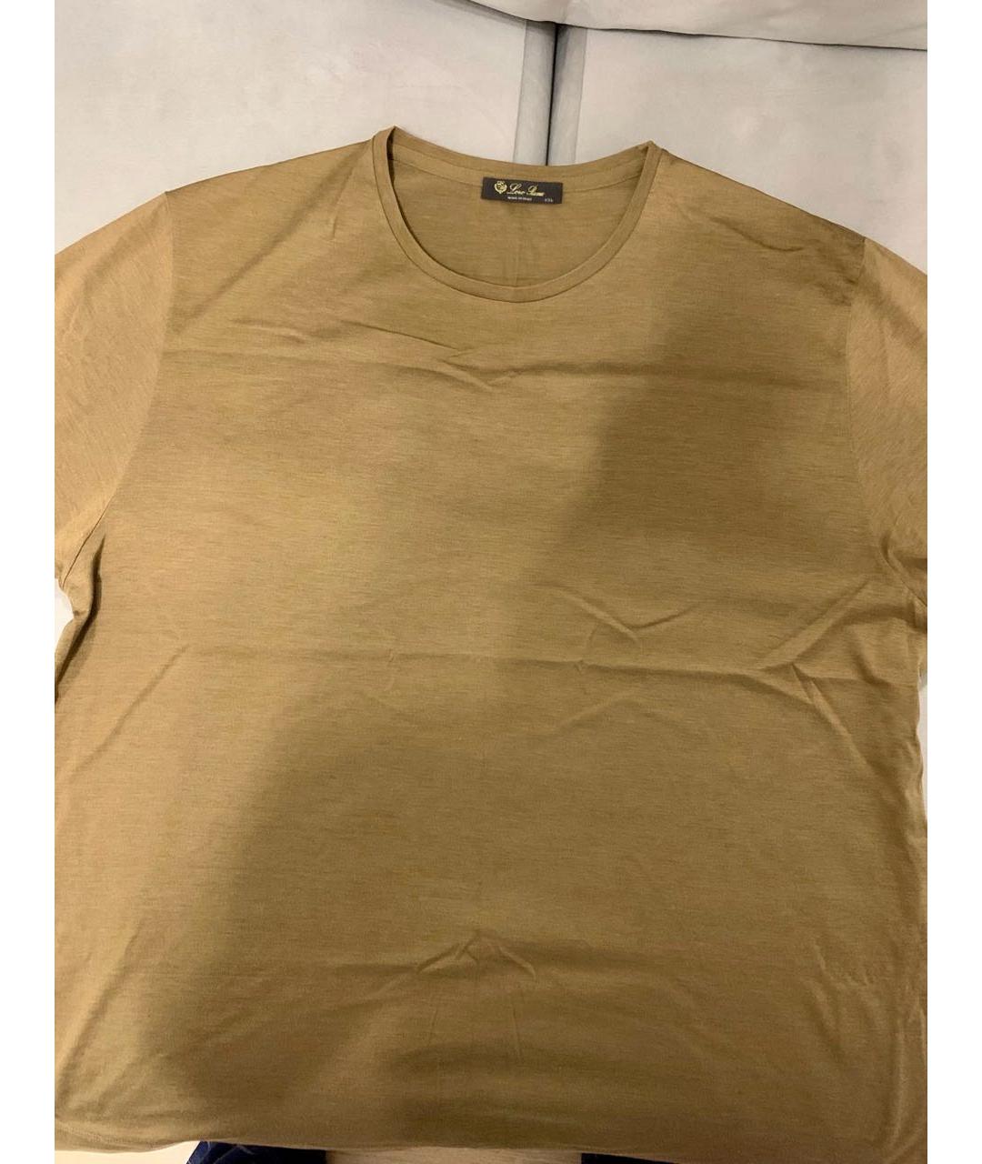 LORO PIANA Коричневая хлопковая футболка, фото 3