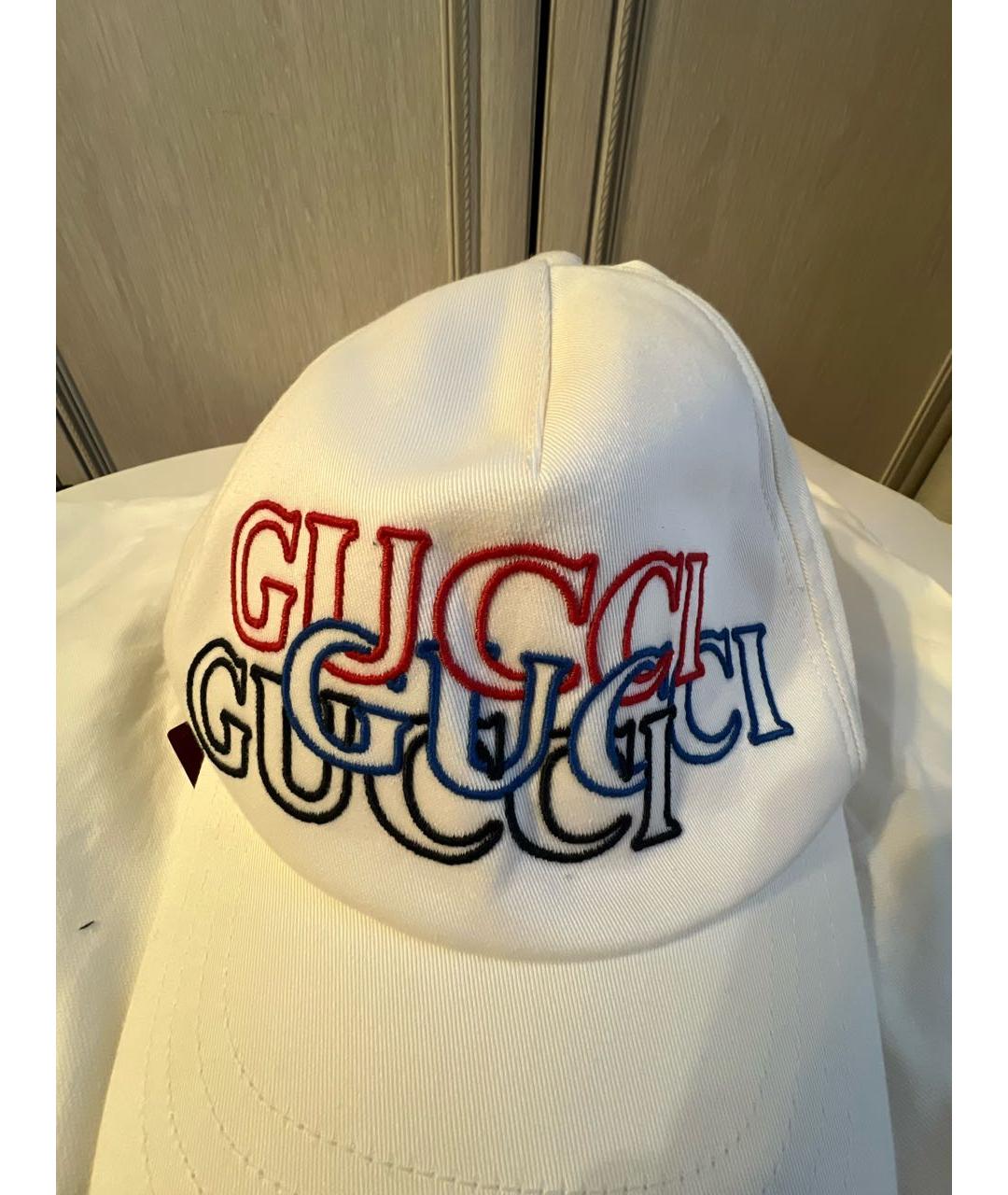 GUCCI Белая хлопковая кепка, фото 4