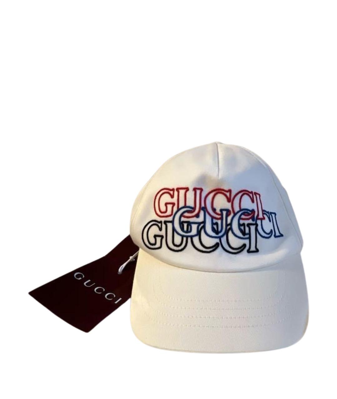 GUCCI Белая хлопковая кепка, фото 1