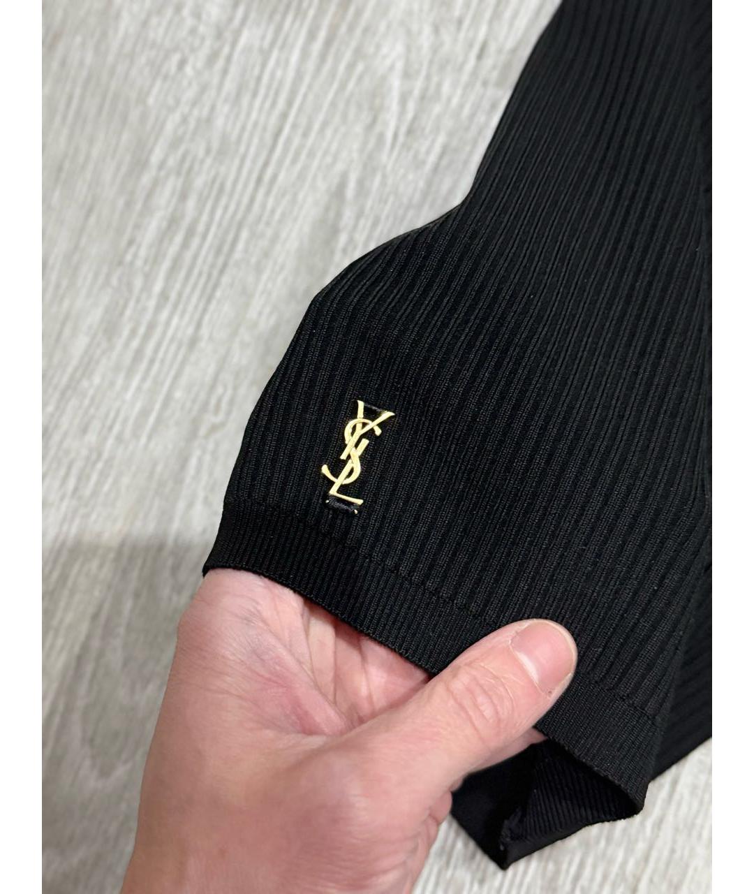 SAINT LAURENT Черные хлопко-эластановые шорты, фото 3