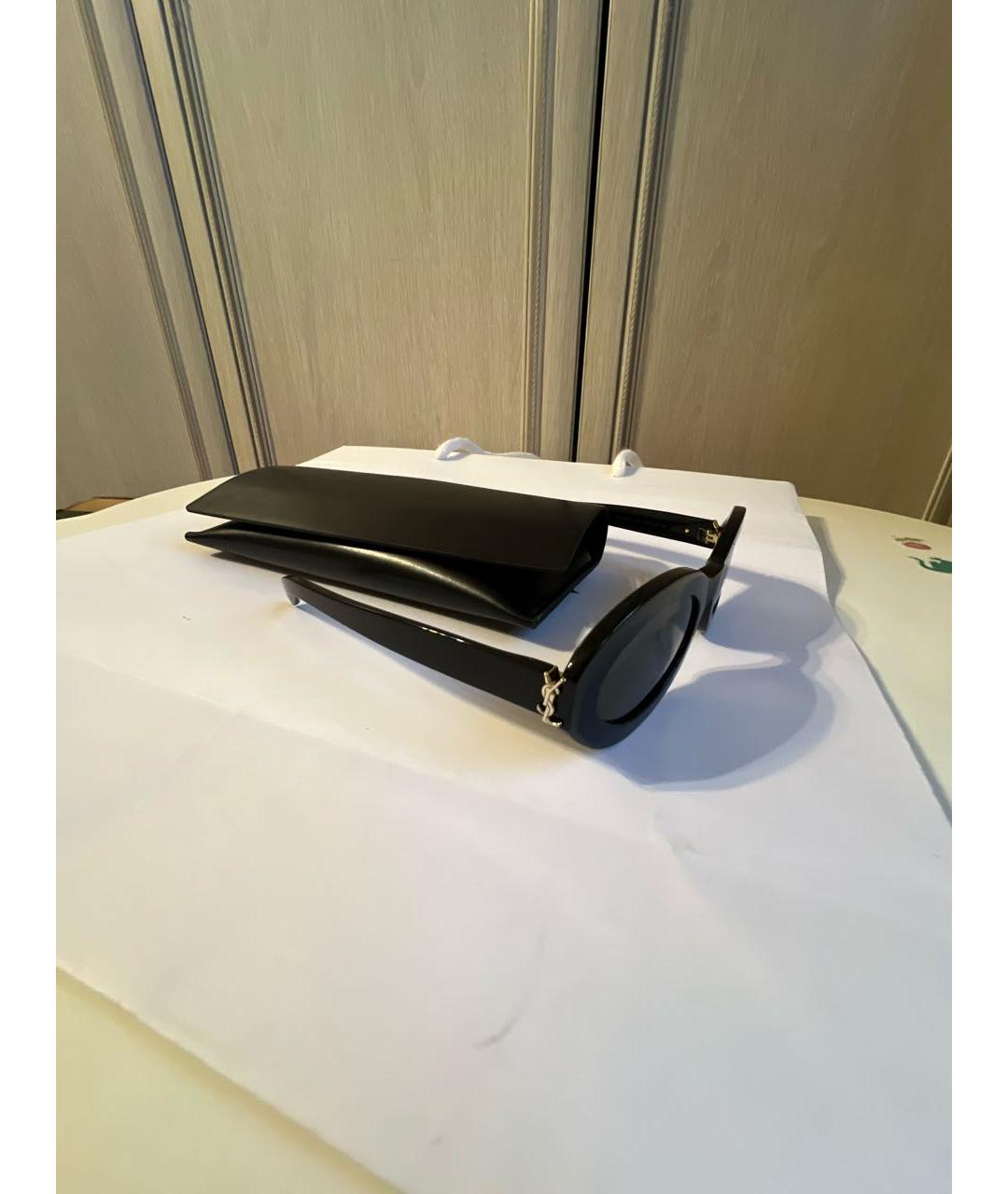 SAINT LAURENT Черные пластиковые солнцезащитные очки, фото 2