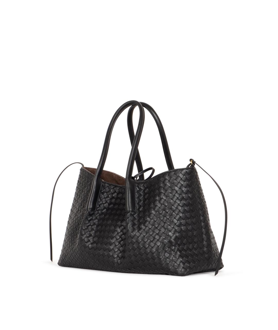 BOTTEGA VENETA Черная кожаная сумка тоут, фото 4