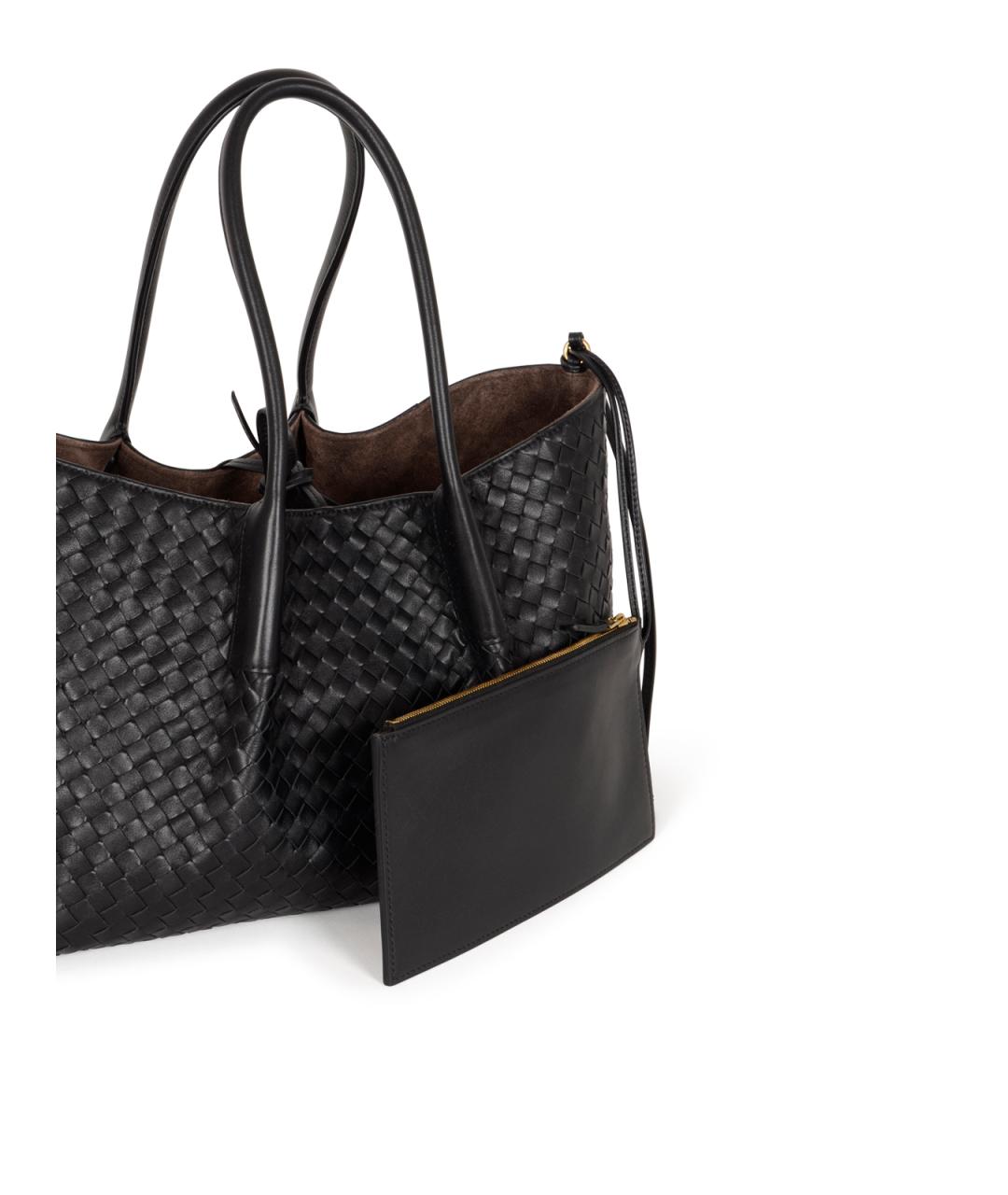 BOTTEGA VENETA Черная кожаная сумка тоут, фото 8
