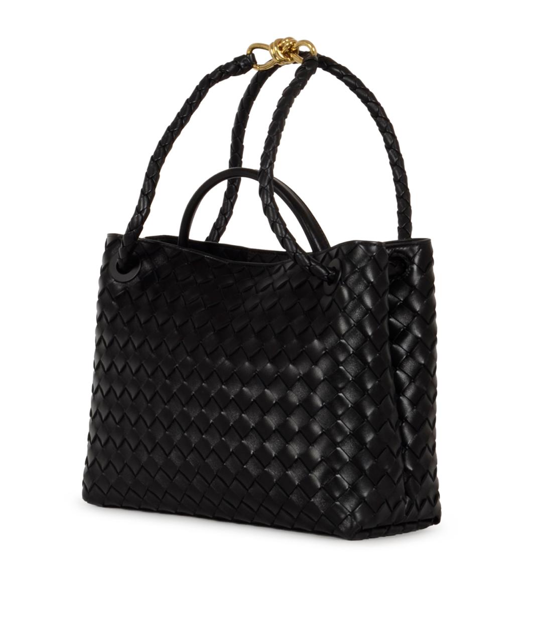 BOTTEGA VENETA Черная кожаная сумка тоут, фото 4