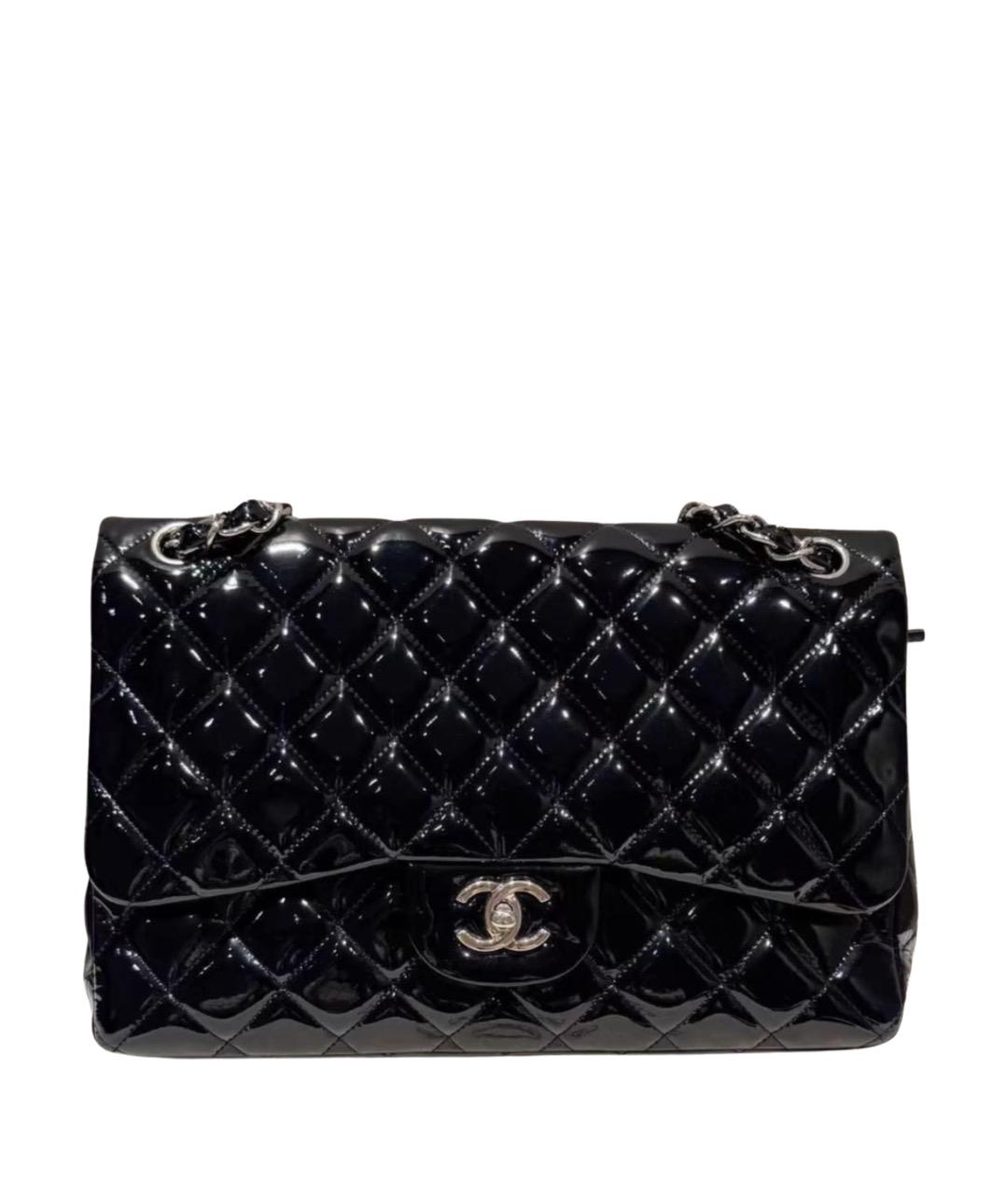 CHANEL Черная сумка через плечо из лакированной кожи, фото 1