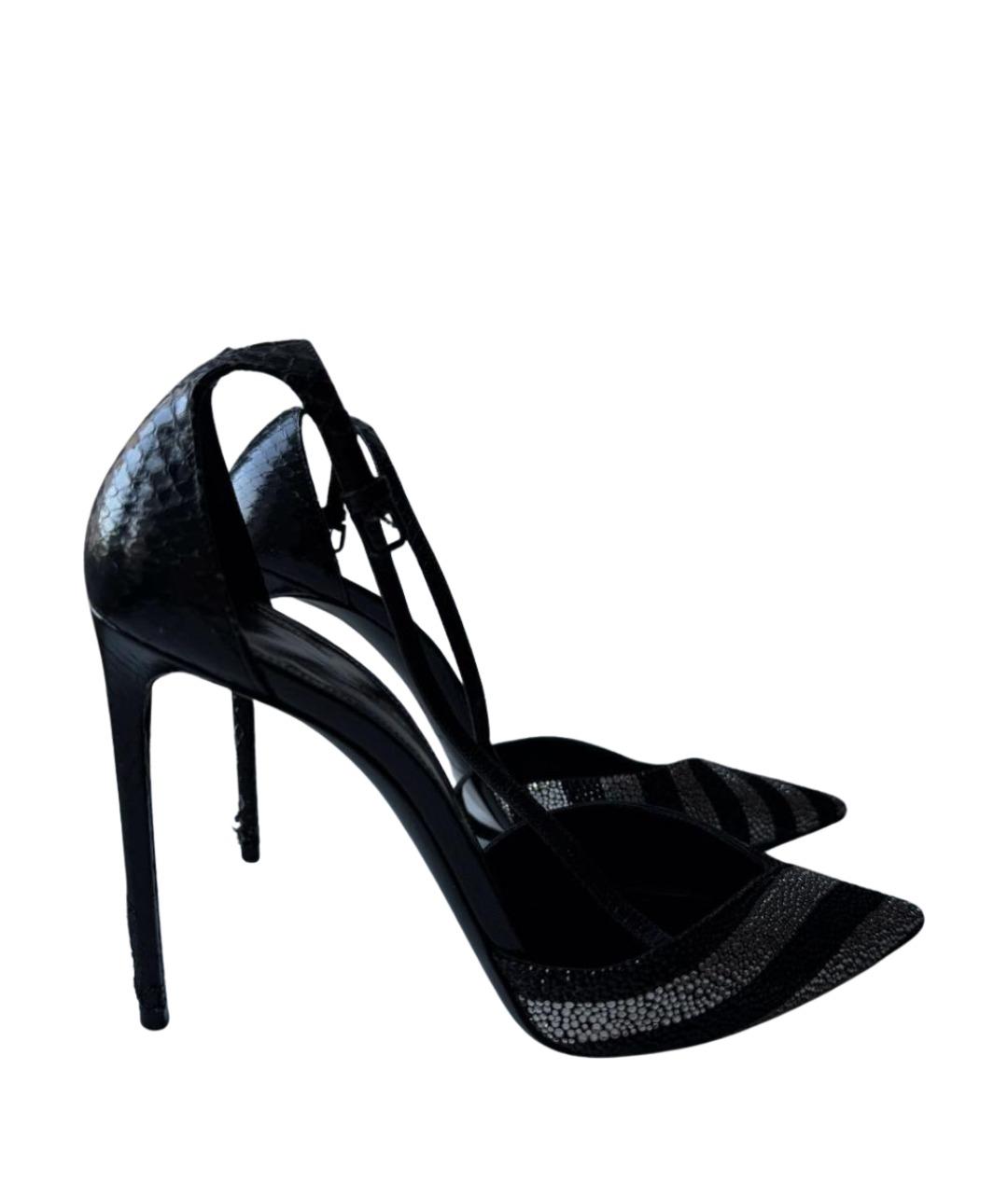 SAINT LAURENT Черные кожаные босоножки, фото 6