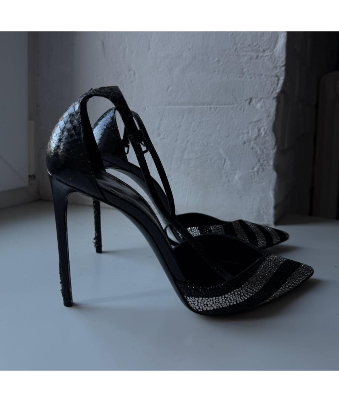 SAINT LAURENT Черные кожаные босоножки, фото 5