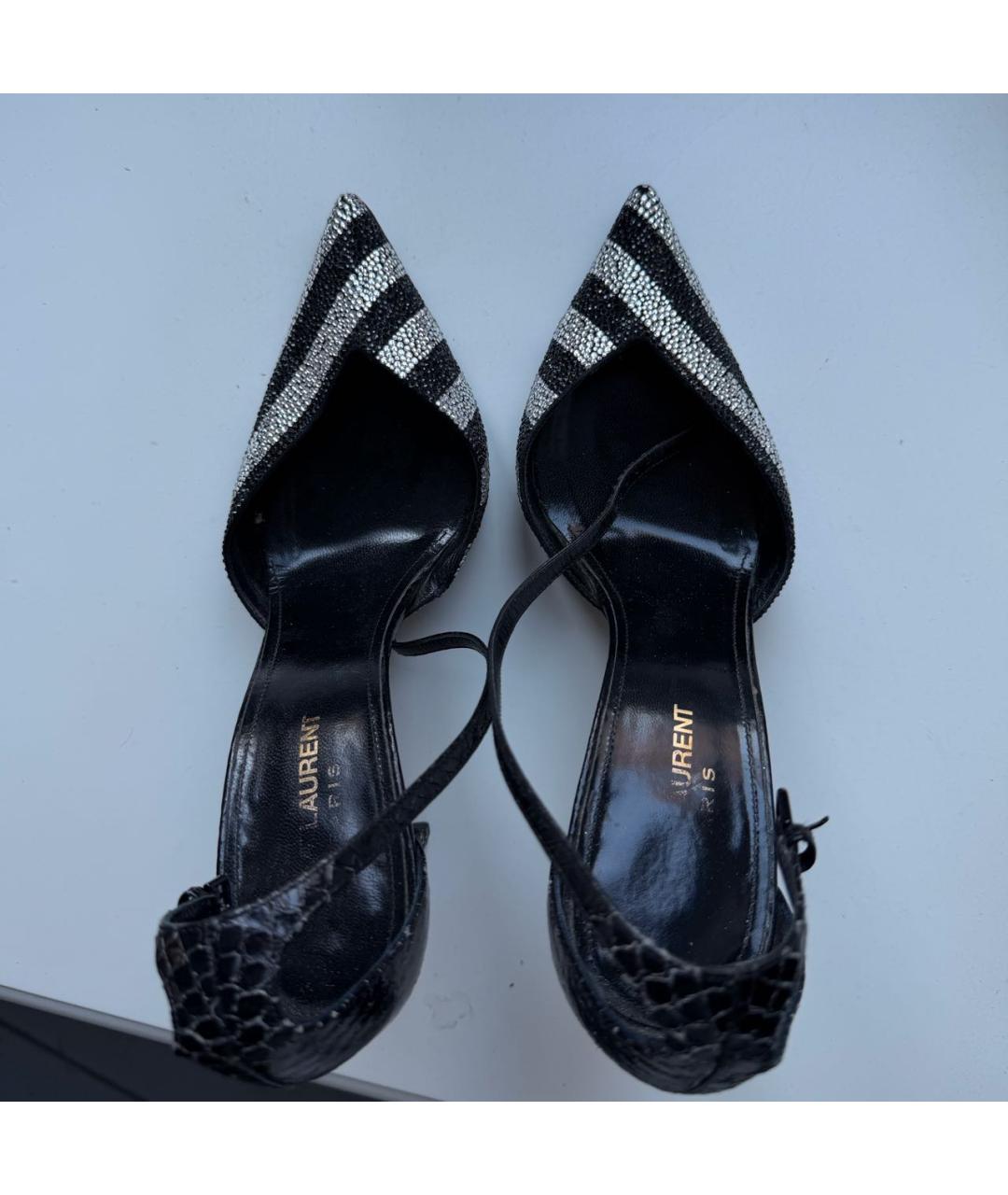 SAINT LAURENT Черные кожаные босоножки, фото 3