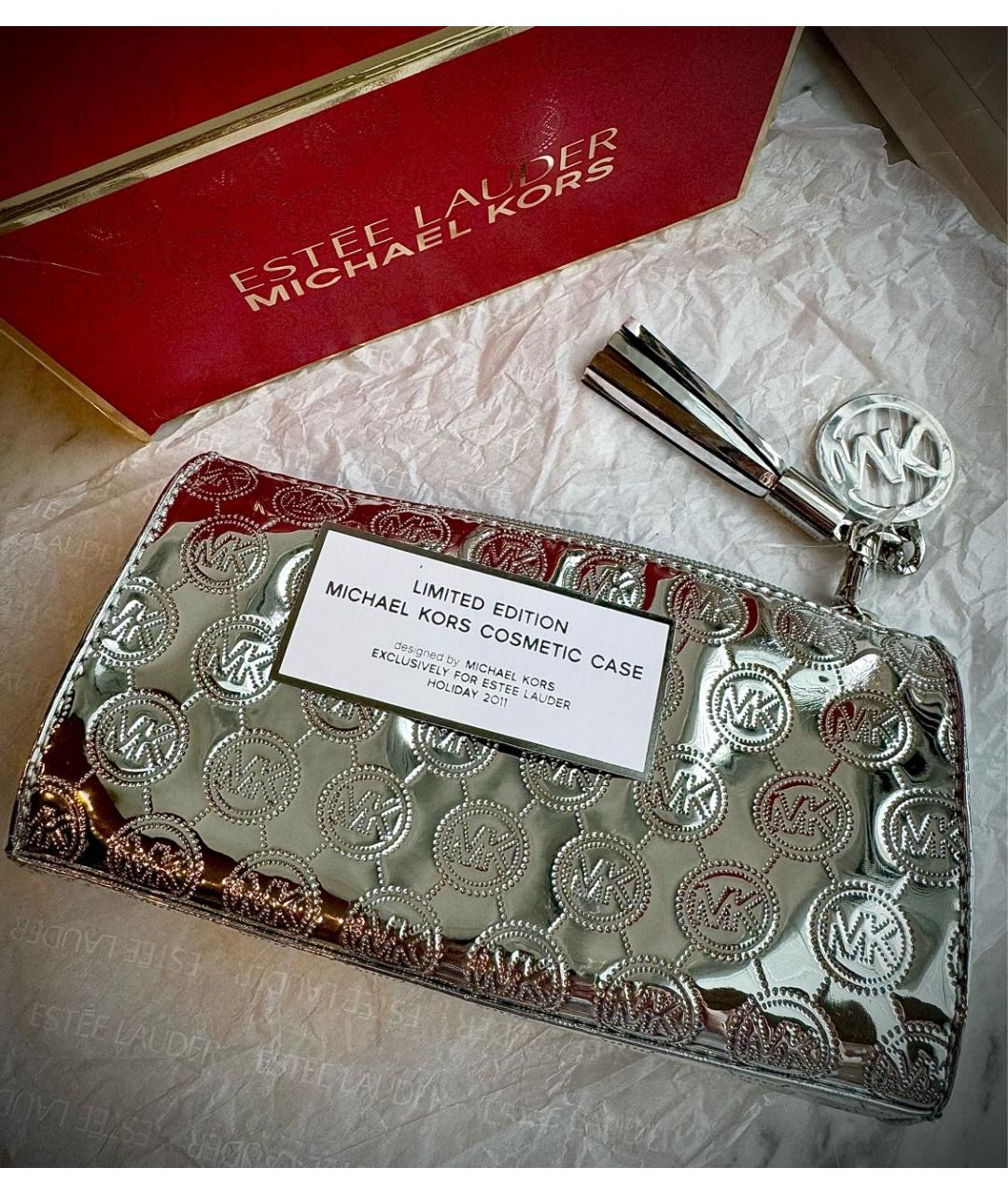 MICHAEL KORS Серебряная косметичка из искусственной кожи, фото 10