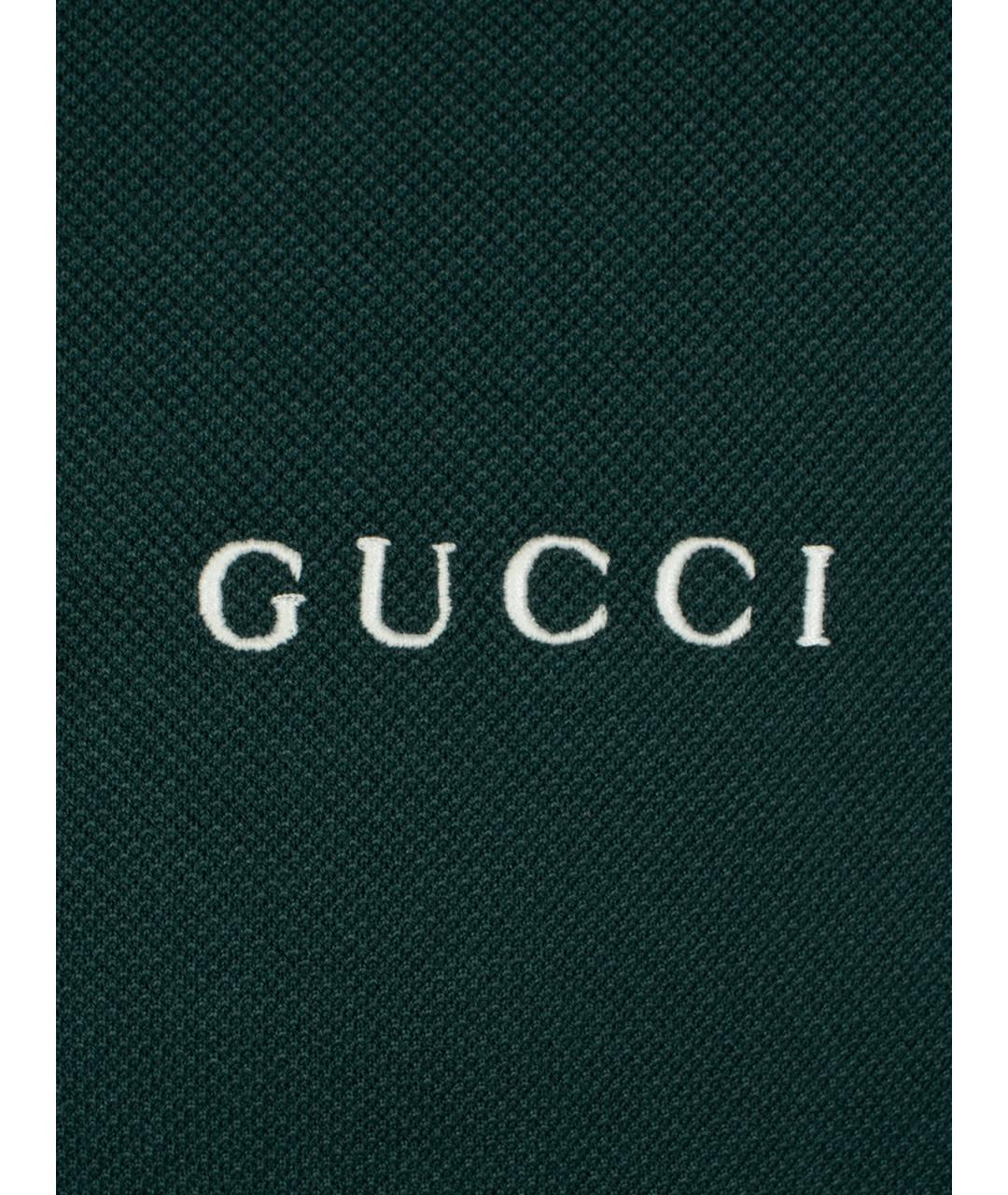 GUCCI Зеленое хлопковое поло с коротким рукавом, фото 5