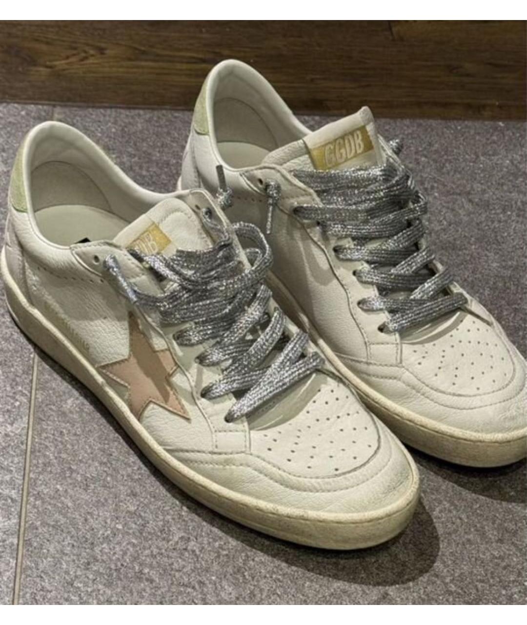 GOLDEN GOOSE Серебряные кожаные кеды, фото 2