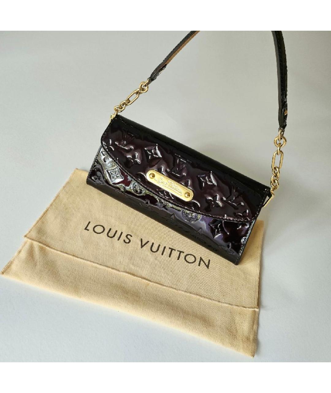LOUIS VUITTON Бордовая сумка через плечо из лакированной кожи, фото 5