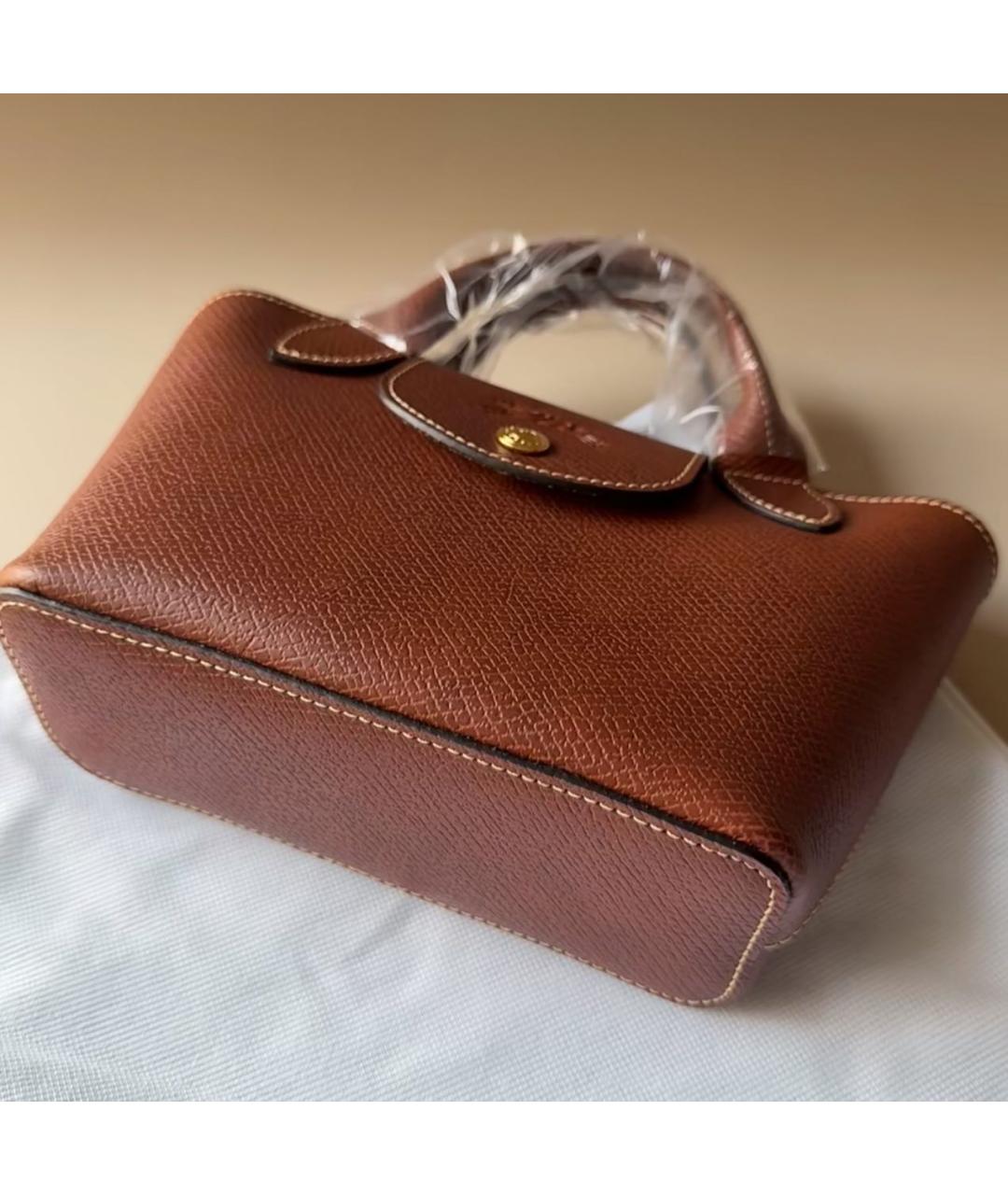 LONGCHAMP Черная кожаная сумка с короткими ручками, фото 5