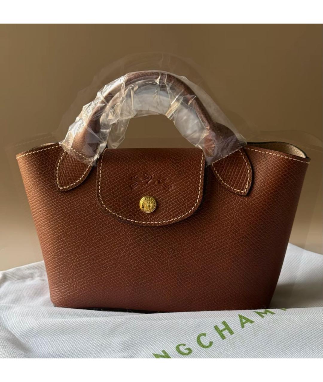 LONGCHAMP Черная кожаная сумка с короткими ручками, фото 4