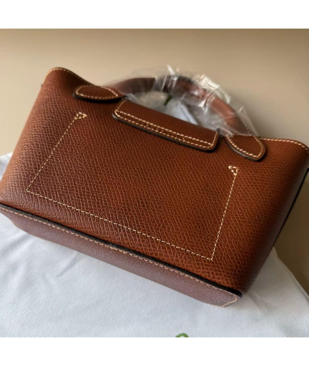 LONGCHAMP Черная кожаная сумка с короткими ручками, фото 6
