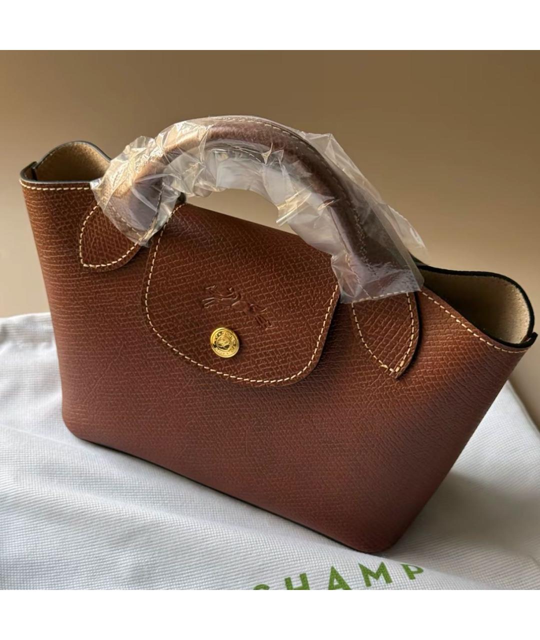 LONGCHAMP Черная кожаная сумка с короткими ручками, фото 7