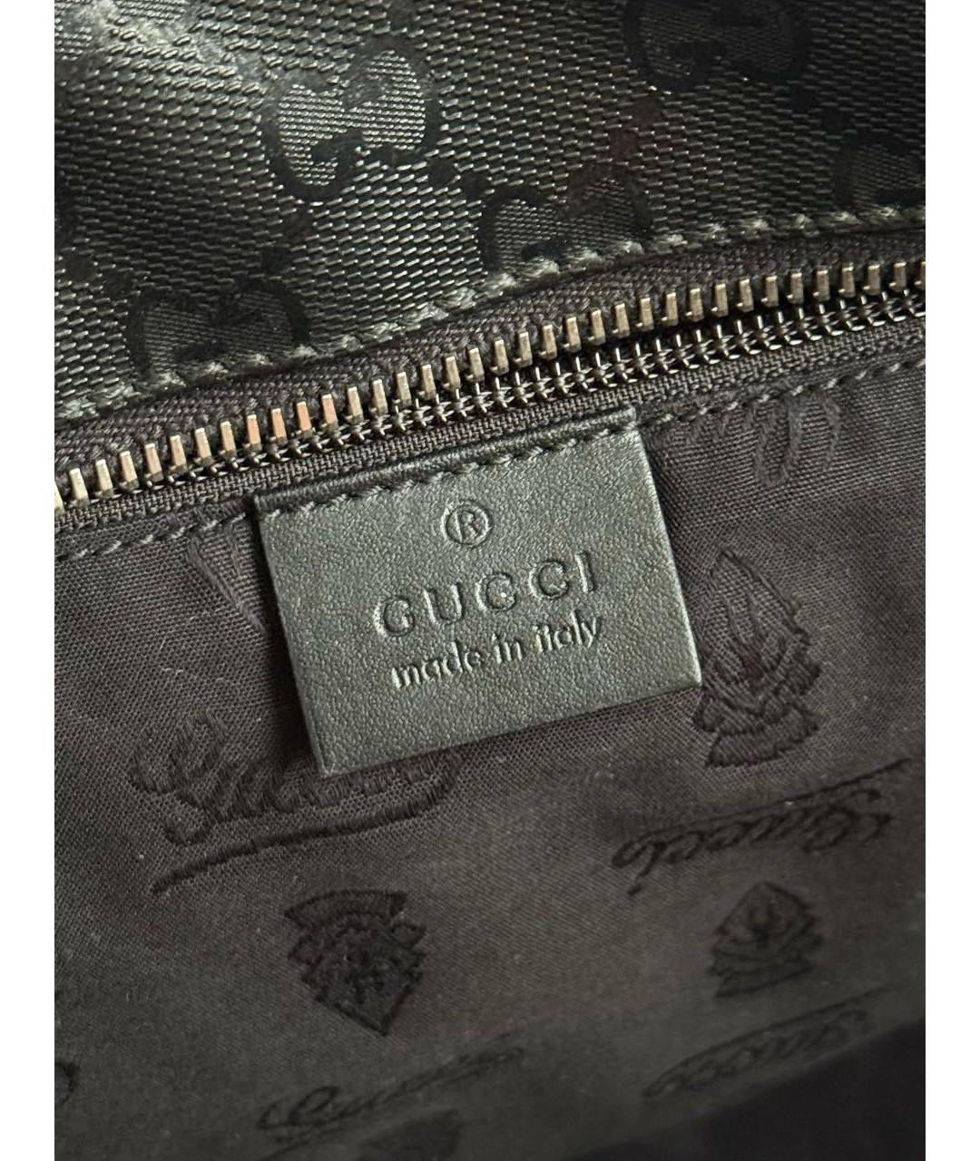GUCCI Черная кожаная сумка тоут, фото 7