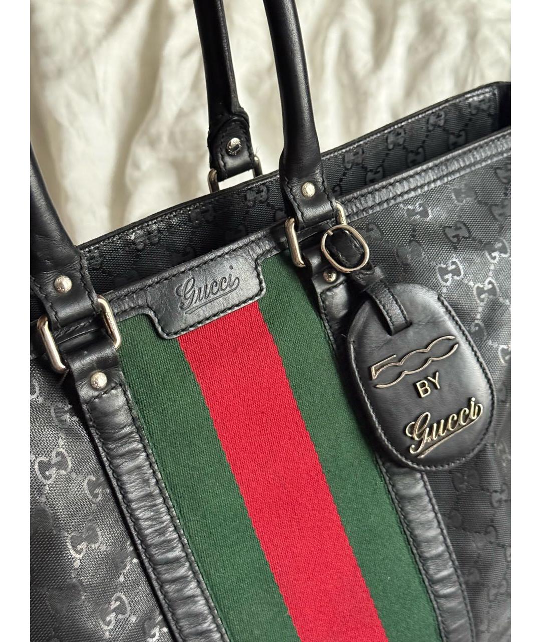 GUCCI Черная кожаная сумка тоут, фото 4