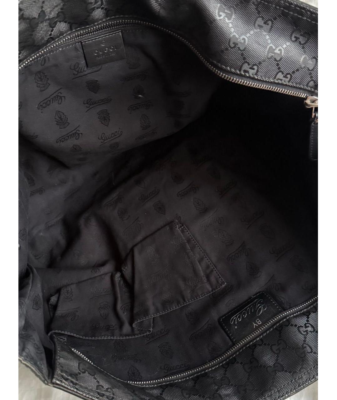 GUCCI Черная кожаная сумка тоут, фото 6