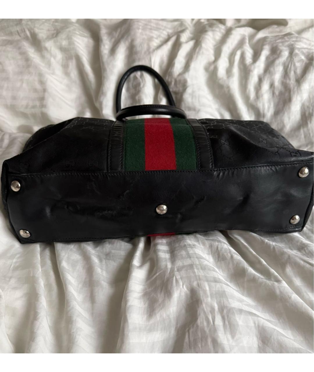 GUCCI Черная кожаная сумка тоут, фото 3