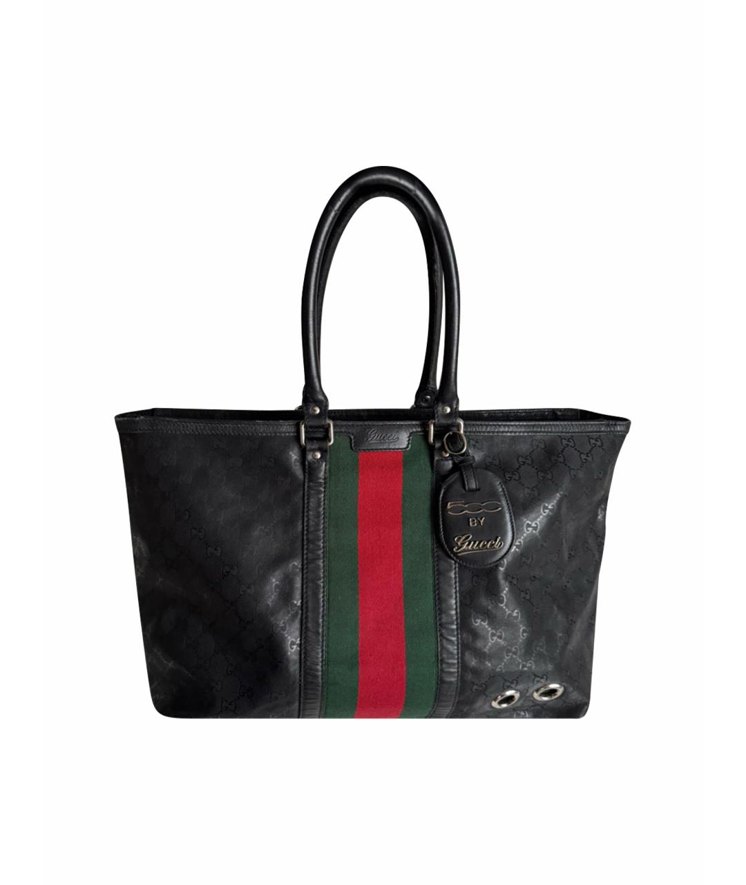 GUCCI Черная кожаная сумка тоут, фото 1