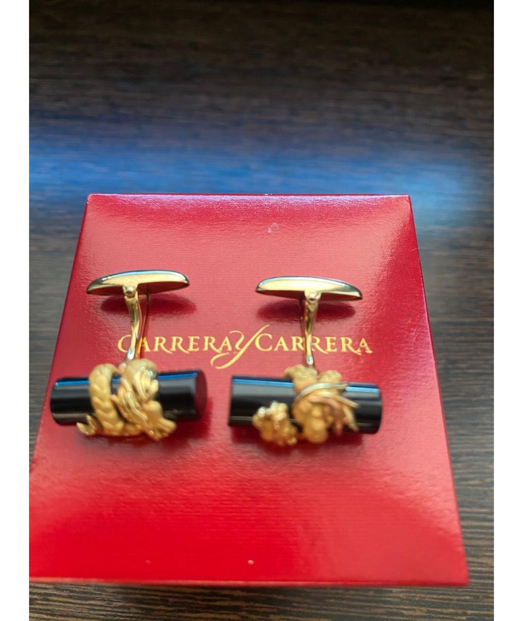 CARRERA Y CARRERA Черные запонки из желтого золота, фото 3