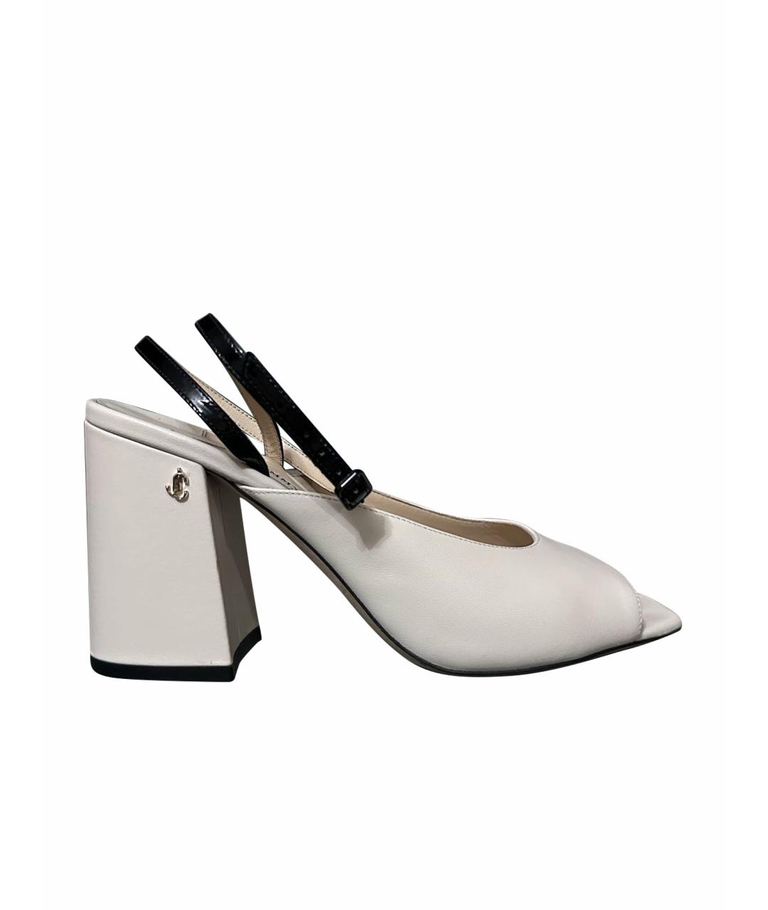 JIMMY CHOO Белые кожаные босоножки, фото 1