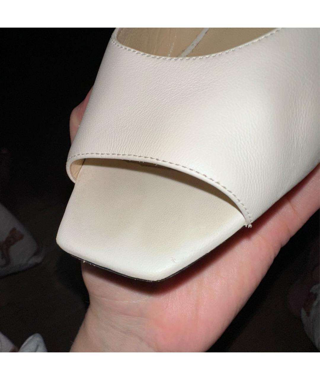 JIMMY CHOO Белые кожаные босоножки, фото 5