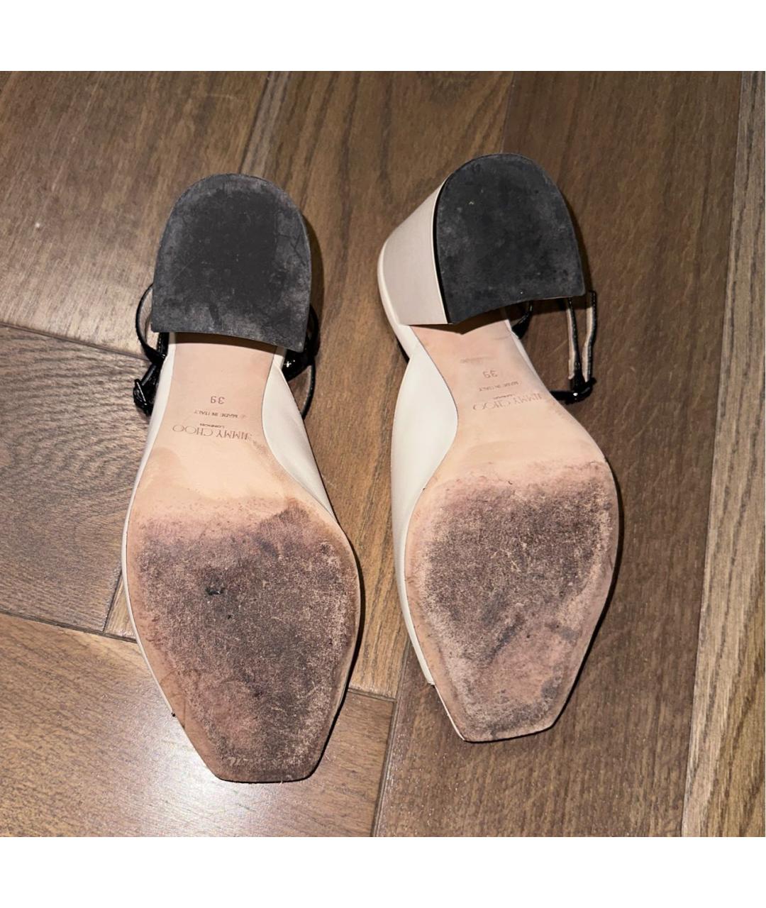 JIMMY CHOO Белые кожаные босоножки, фото 7