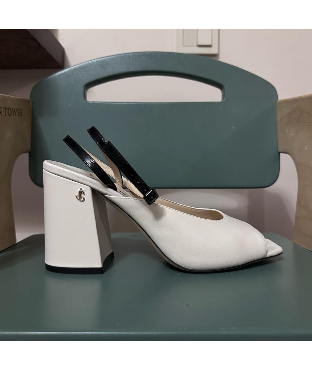 JIMMY CHOO Белые кожаные босоножки, фото 9