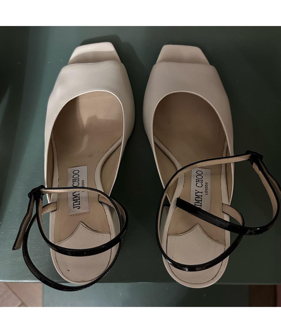 JIMMY CHOO Белые кожаные босоножки, фото 3