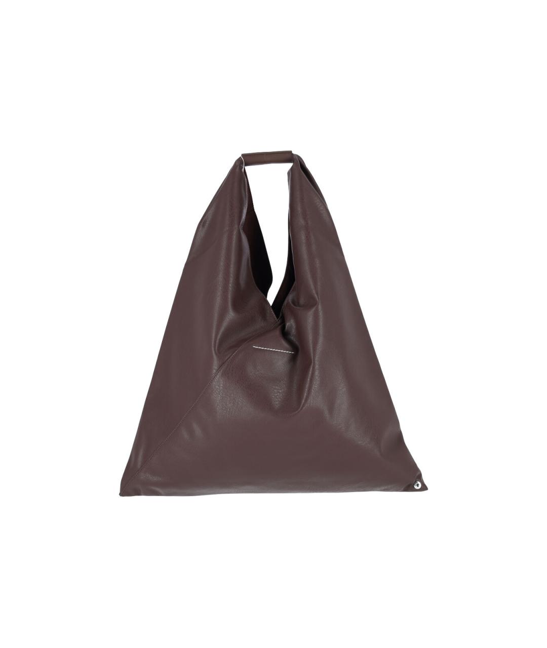 MM6 MAISON MARGIELA Коричневая сумка с короткими ручками из искусственной кожи, фото 3