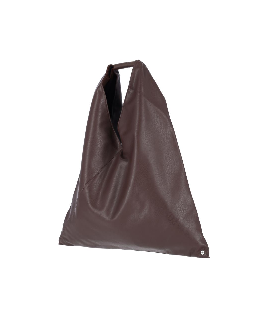 MM6 MAISON MARGIELA Коричневая сумка с короткими ручками из искусственной кожи, фото 2
