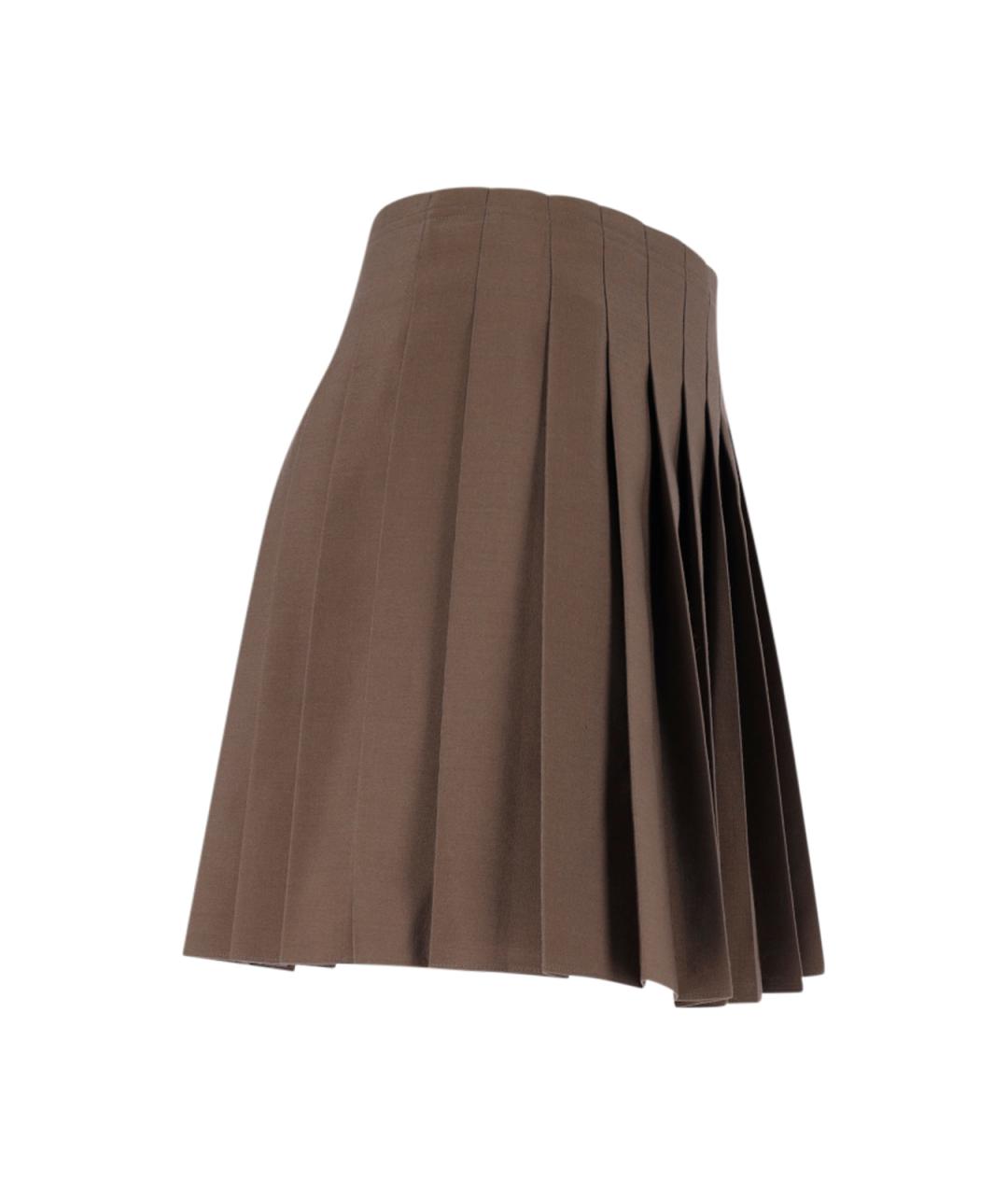 MM6 MAISON MARGIELA Коричневая полиэстеровая юбка мини, фото 2