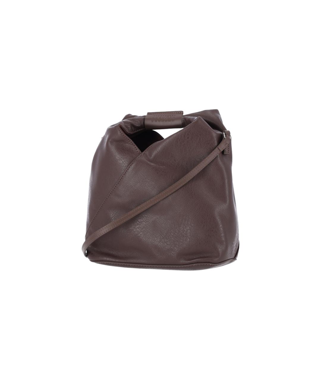 MM6 MAISON MARGIELA Коричневая сумка с короткими ручками из искусственной кожи, фото 2