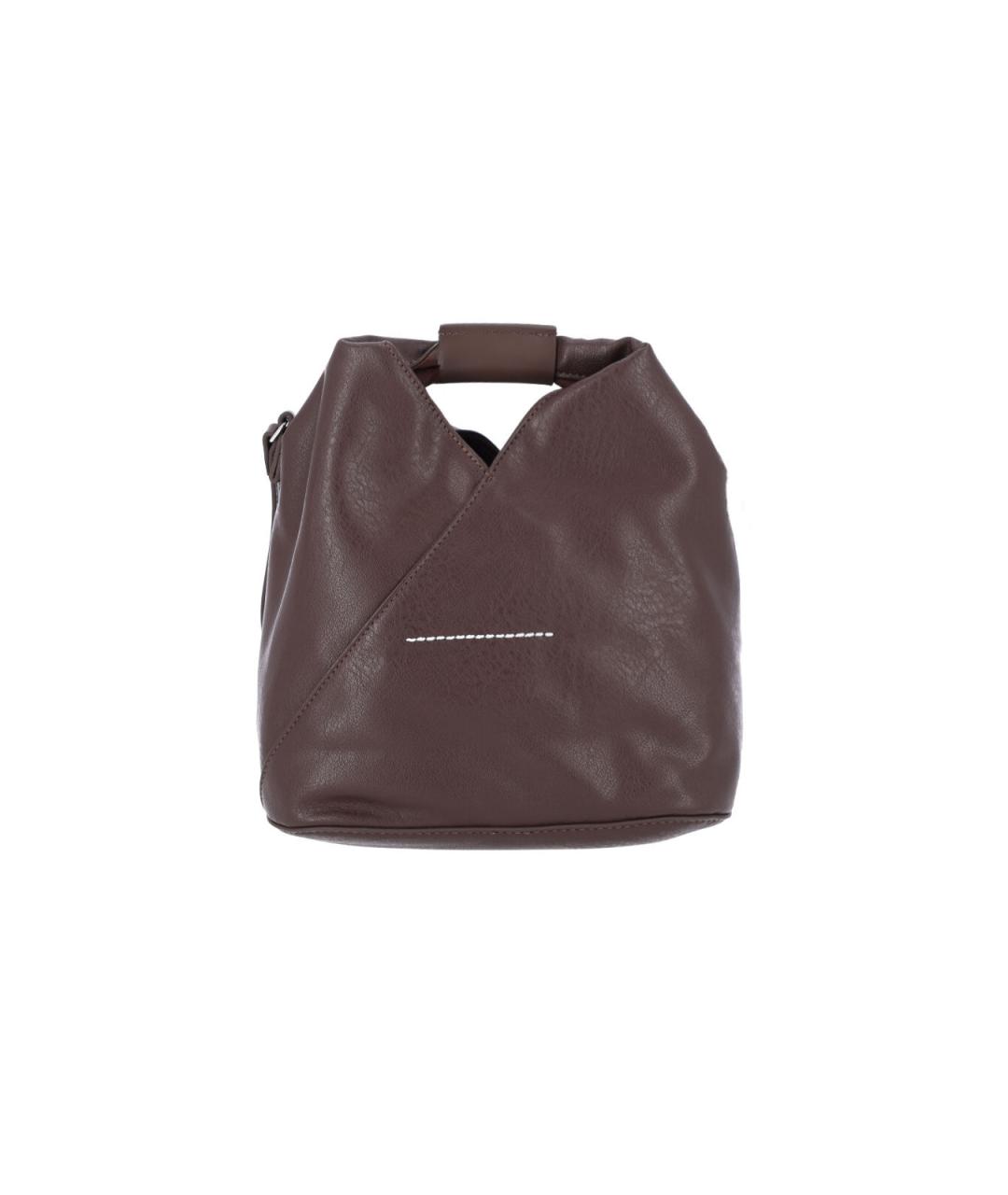 MM6 MAISON MARGIELA Коричневая сумка с короткими ручками из искусственной кожи, фото 3