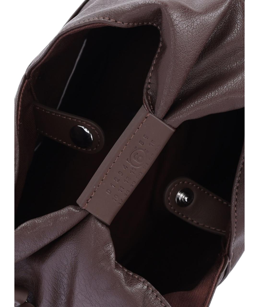 MM6 MAISON MARGIELA Коричневая сумка с короткими ручками из искусственной кожи, фото 4