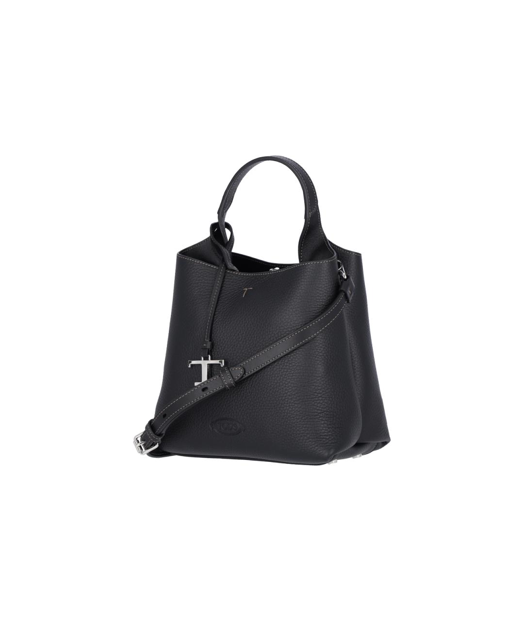 TOD'S Черная кожаная сумка тоут, фото 2