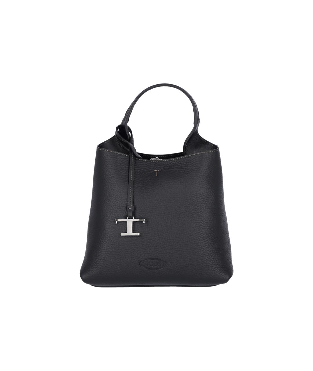 TOD'S Черная кожаная сумка тоут, фото 1