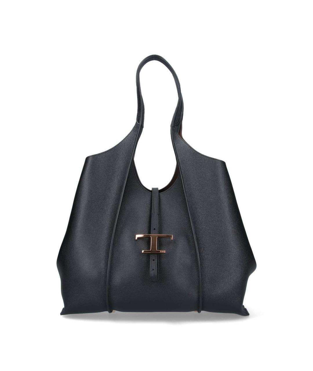 TOD'S Черная кожаная сумка тоут, фото 1